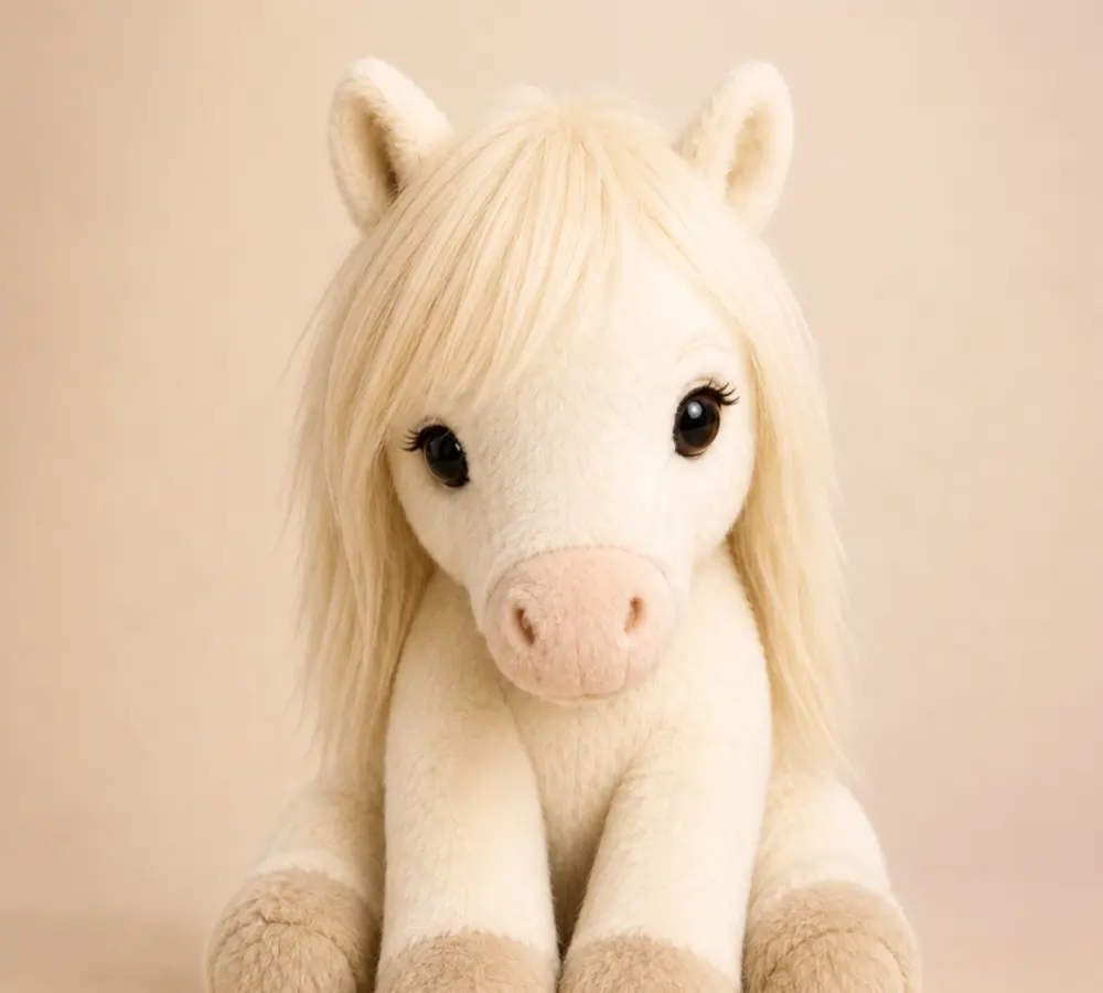 Lou 1.0, het eerste ontwerp van de paardenknuffel Lou the Pony