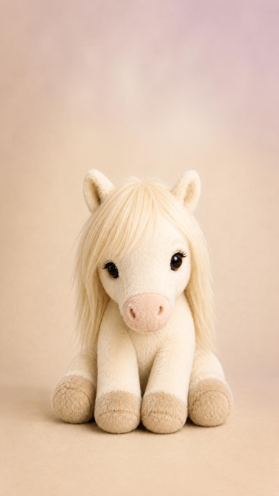 Lou 1.0, het eerste ontwerp van Tess haar AI-pony met lange blonde manen